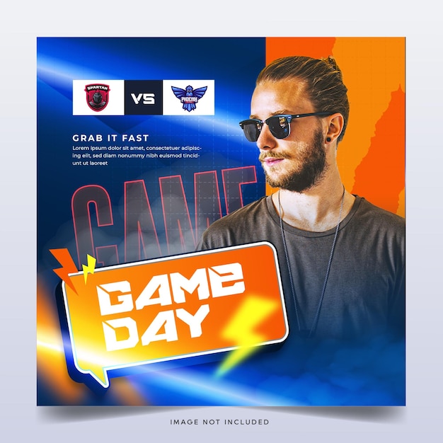 Plantilla de banner de publicación de instagram de redes sociales de esport gameday