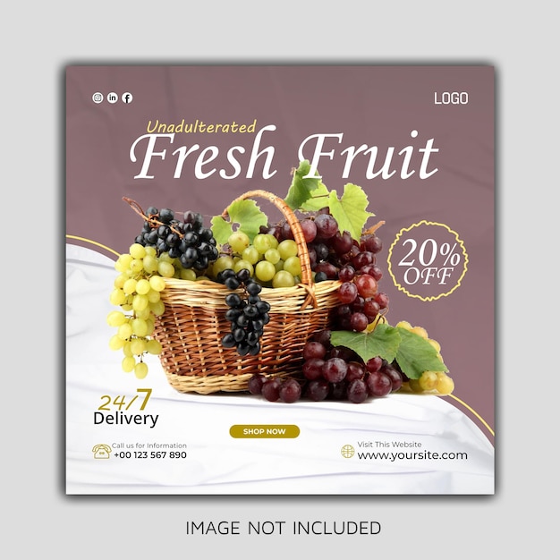 Vector plantilla de banner de publicación de instagram de redes sociales de frutas