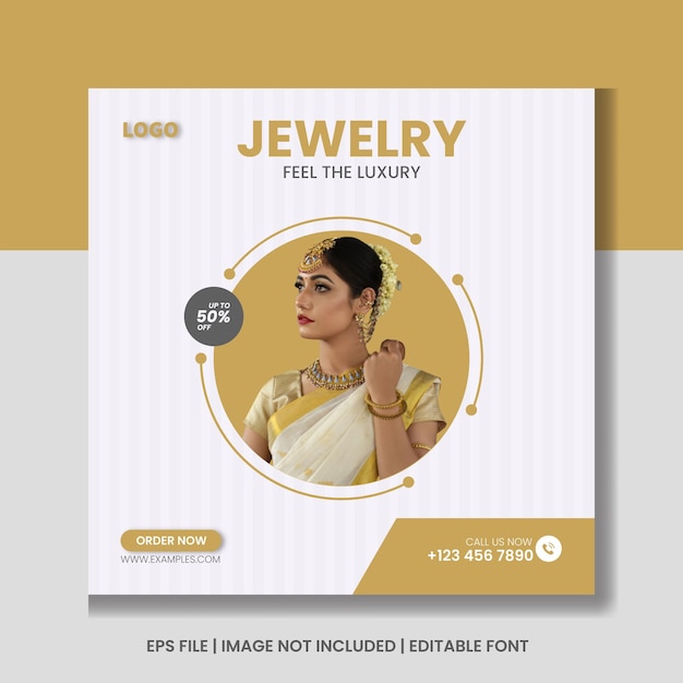 Plantilla de banner de publicación de instagram de redes sociales de joyería