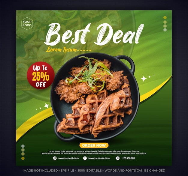 Plantilla de banner de publicación de instagram de redes sociales de promoción de ensalada de mejor oferta