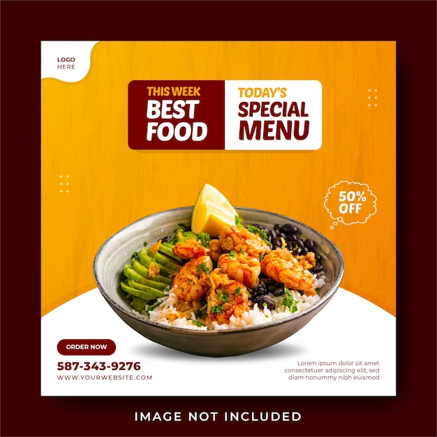 Plantilla de banner de publicación de instagram de redes sociales de promoción de menú de comida especial