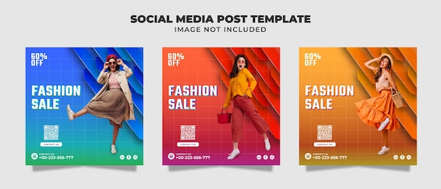 Plantilla de banner y publicación de instagram de redes sociales de venta de moda dinámica para promoción