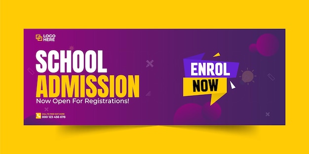 Plantilla de banner de publicación de promoción de facebook de admisión a la escuela para niños