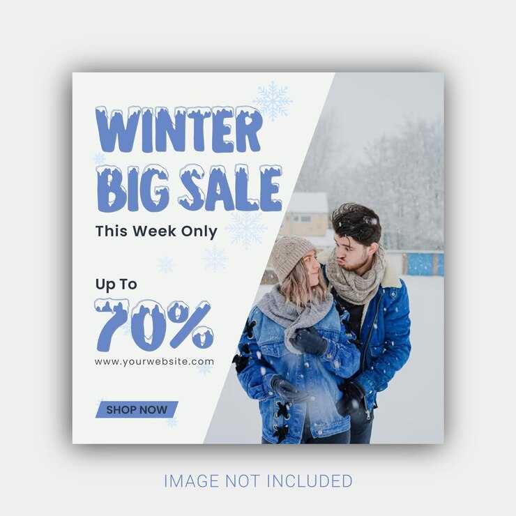Vector plantilla de banner de publicación de publicidad en redes sociales de gran venta de moda de invierno