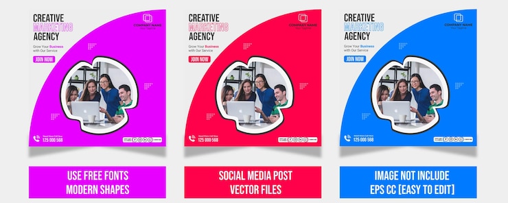 Vector plantilla de banner de publicación de redes sociales de agencia de marketing y negocios digitales