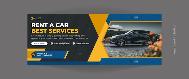 Plantilla de banner de publicación de redes sociales de alquiler de autos Vector Premium
