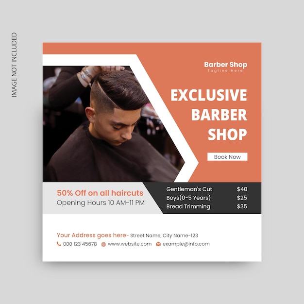 Plantilla de banner de publicación de redes sociales de barbería
