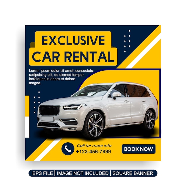 plantilla de banner de publicación de redes sociales de coche
