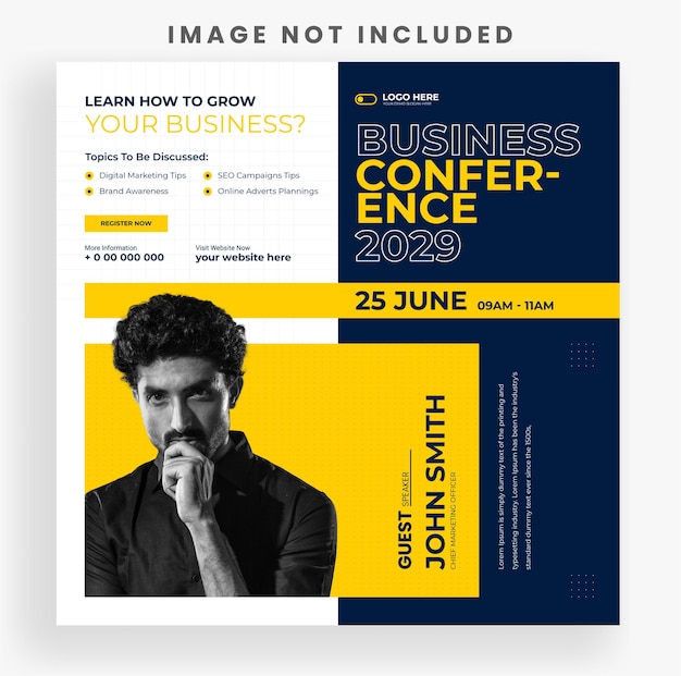 Vector plantilla de banner de publicación de redes sociales de conferencia de negocios corporativos creativos