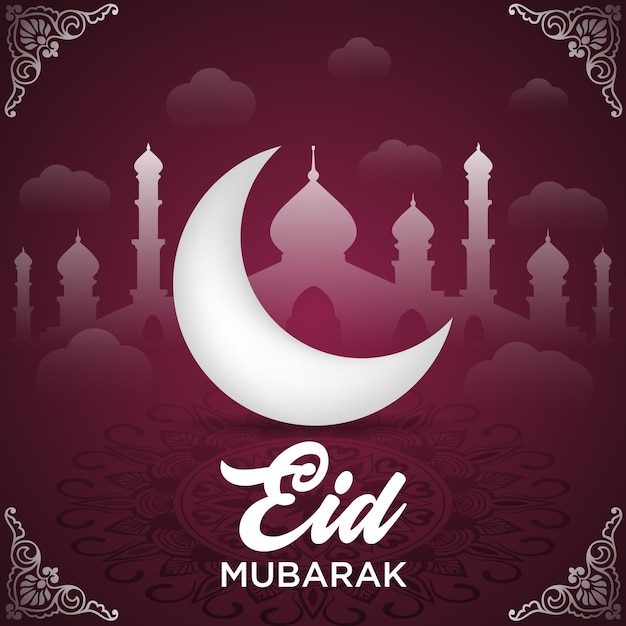 Plantilla de banner de publicación de redes sociales de eid mubarak