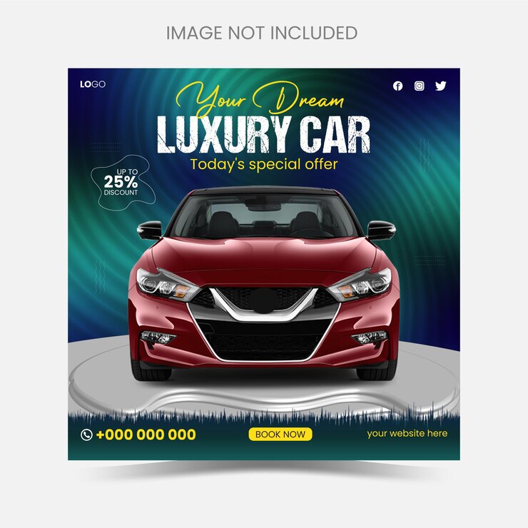 Plantilla de banner de publicación en redes sociales de Instagram de alquiler de autos