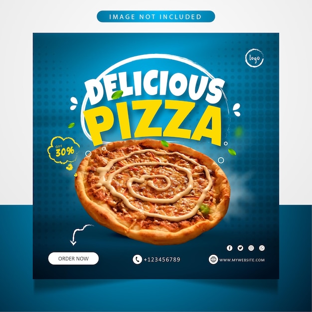 Plantilla de banner de publicación de redes sociales de menú de comida de pizza