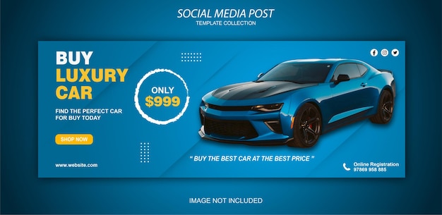 Plantilla de banner de publicación de redes sociales de promoción de compra de automóviles