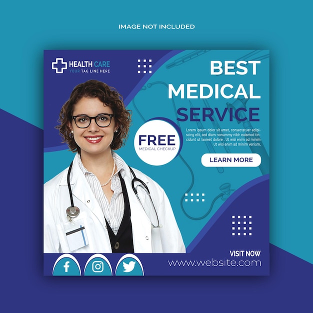 Vector plantilla de banner de publicación de redes sociales de salud médica