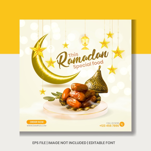 Plantilla de banner de publicación de redes sociales de venta de ramadán