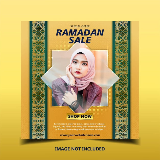 Plantilla de banner de publicación de redes sociales de venta de ramadán