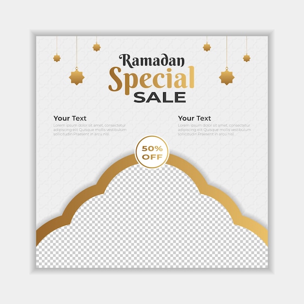 Plantilla de banner de publicación de redes sociales de venta de ramadán