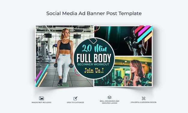 Plantilla de banner de publicidad de facebook para el fitness