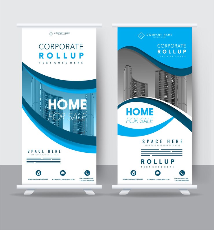 plantilla de banner de publicidad inmobiliaria enrollable vertical moderno