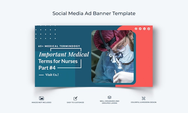 Vector plantilla de banner de publicidad médica de facebook