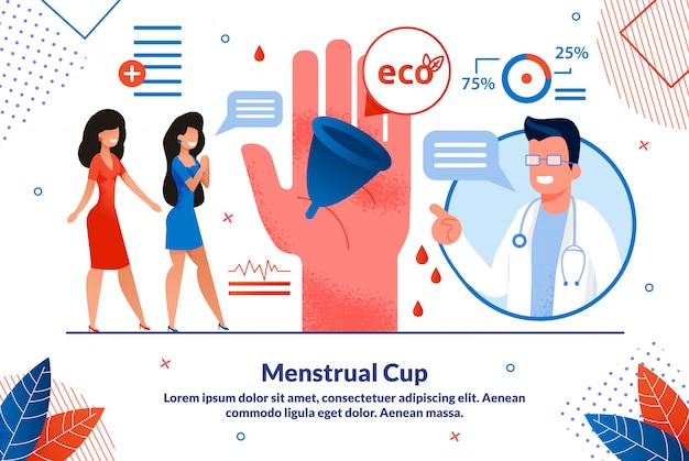 Plantilla de banner publicitario plano de copa menstrual