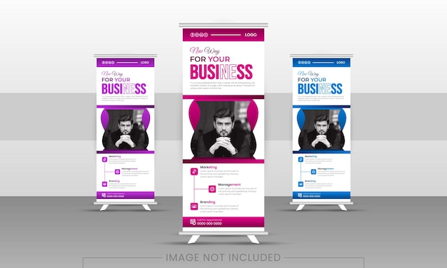 plantilla de banner pullup o rollup para uso comercial esquema Threecolor