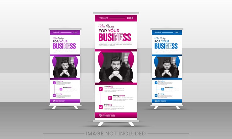 plantilla de banner pullup o rollup para uso comercial esquema Threecolor