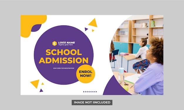 Plantilla de banner de redes sociales de admisión escolar