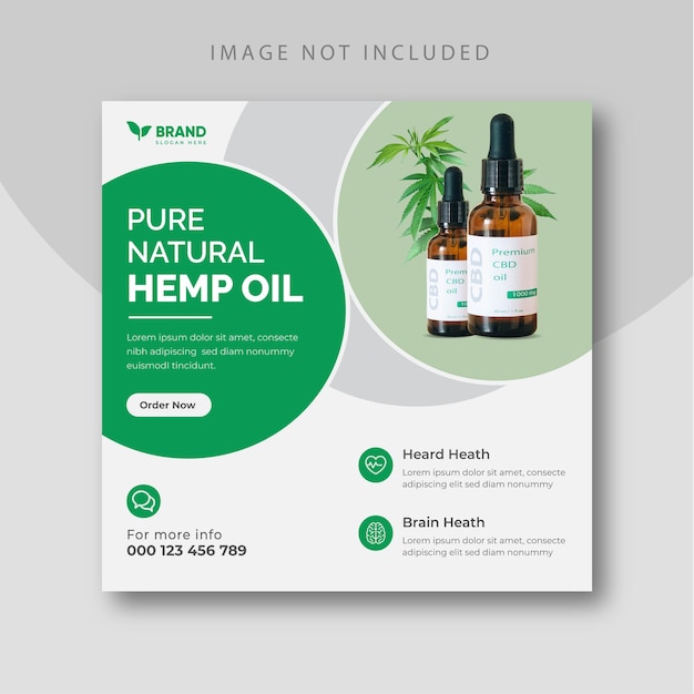 Plantilla de banner de redes sociales de cbd oil