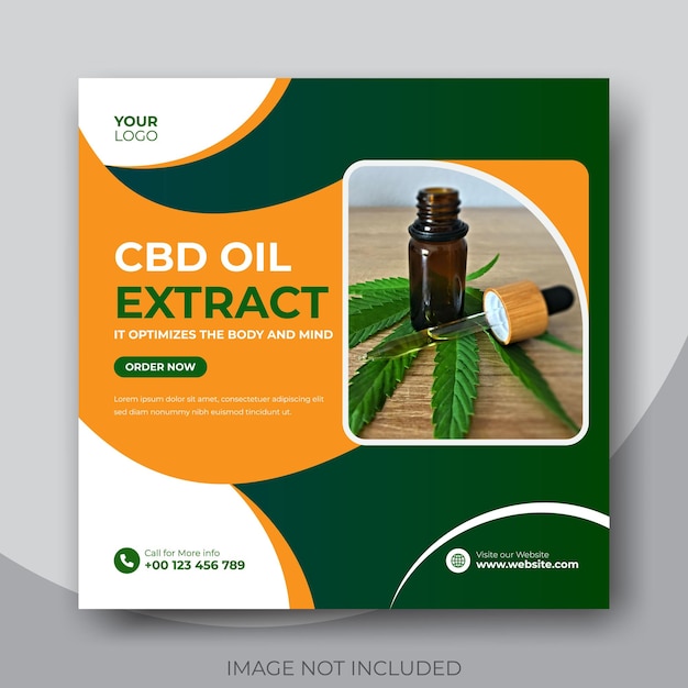 Plantilla de banner de redes sociales de cbd oil