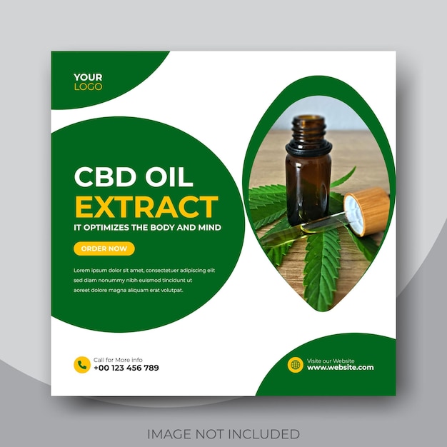 Plantilla de banner de redes sociales de cbd oil