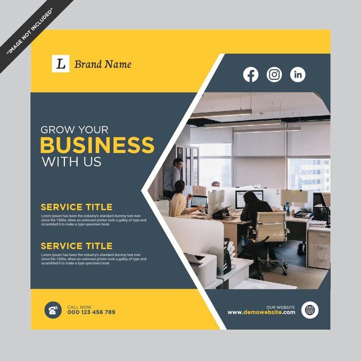 Vector plantilla de banner de redes sociales corporativas para promoción empresarial.