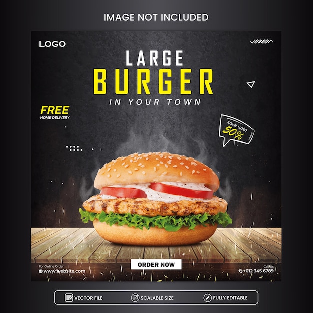 Plantilla de banner de redes sociales delicious burger