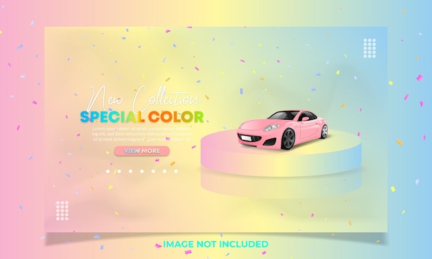 plantilla de banner de redes sociales de deporte de coche de color especial con podio