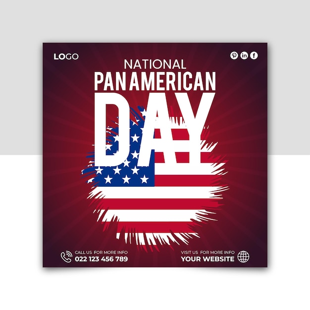 Vector plantilla de banner de las redes sociales del día panamericano nacional