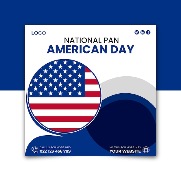 Vector plantilla de banner de las redes sociales del día panamericano nacional