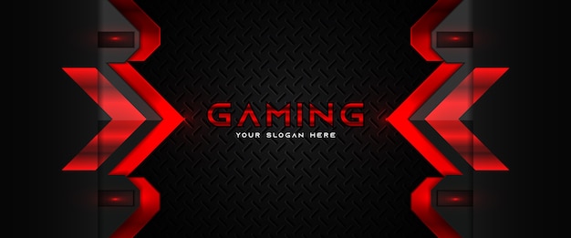 Plantilla de banner de redes sociales de encabezado de juego rojo y negro futurista