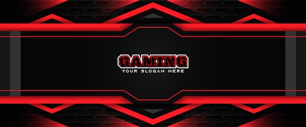 Plantilla de banner de redes sociales de encabezado de juego rojo y negro futurista