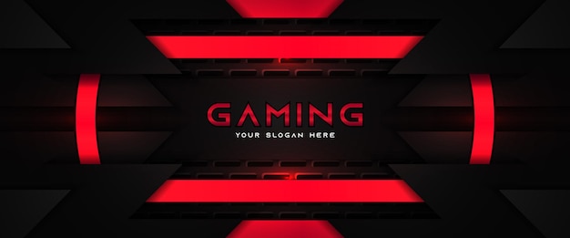 Plantilla de banner de redes sociales de encabezado de juego rojo y negro futurista