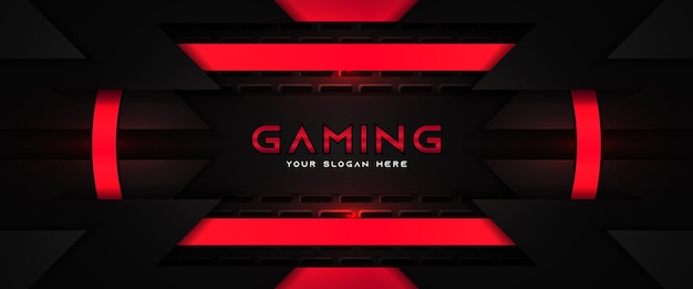 Vector plantilla de banner de redes sociales de encabezado de juego rojo y negro futurista