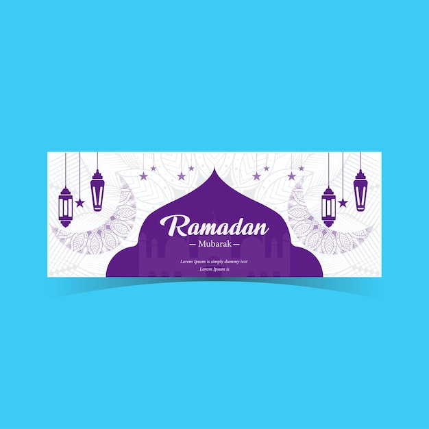 Plantilla para banner de redes sociales para el festival islámico de Ramadán Mubarak con diseño de podio de lujo