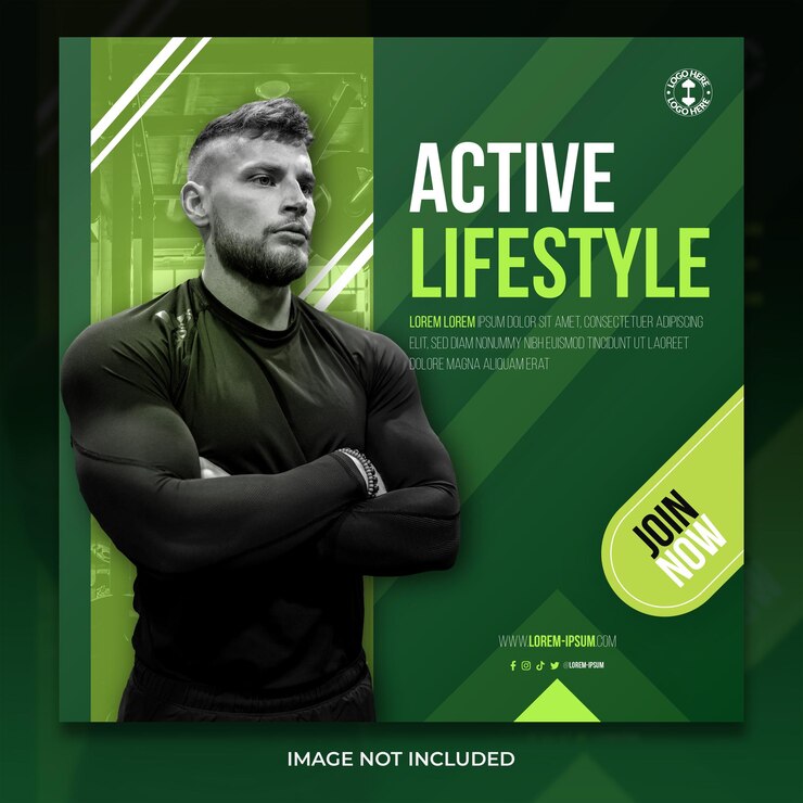 Vector plantilla de banner de redes sociales de fitness motivacional