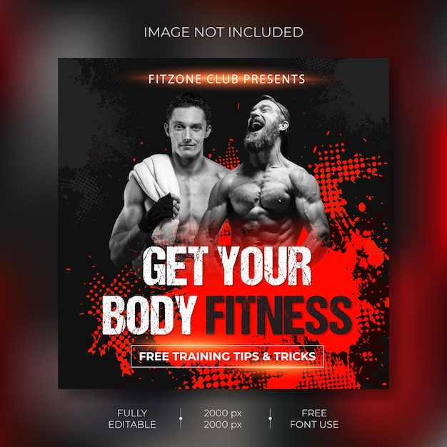 Plantilla de banner de redes sociales de fitness vector premium