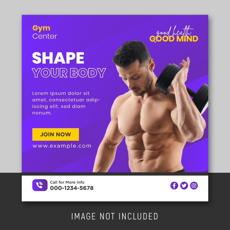 Plantilla de banner de redes sociales de gimnasio y fitness
