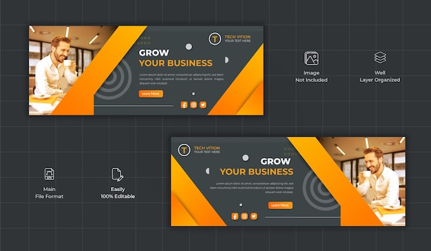 Plantilla de banner de redes sociales de negocios creativos con portada de Facebook