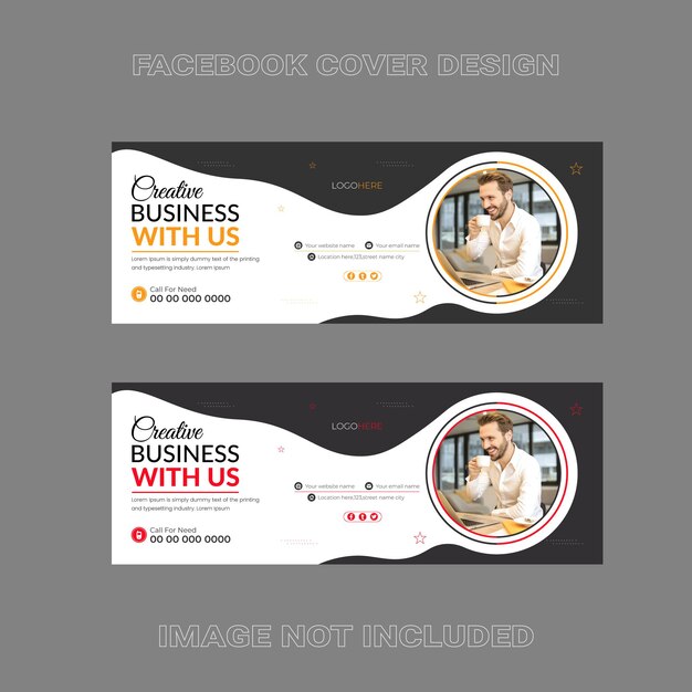 Plantilla de banner de redes sociales de negocios creativos vectoriales con diseño de portada de libro de caras