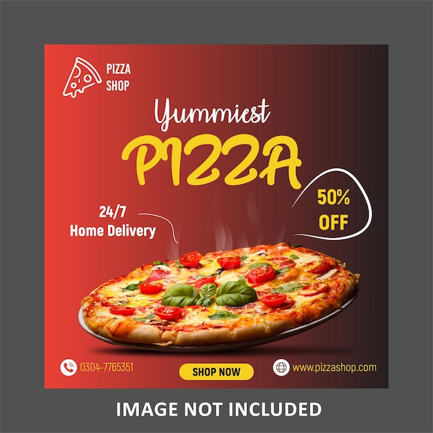 La plantilla de banner de las redes sociales de la pizza deliciosa