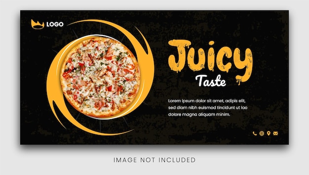 Vector una plantilla de banner de redes sociales para pizza que dice sabor jugoso