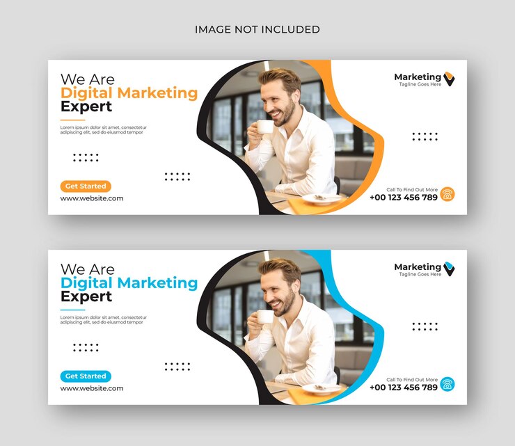 Plantilla de banner de redes sociales de portada de facebook de negocios de marketing digital