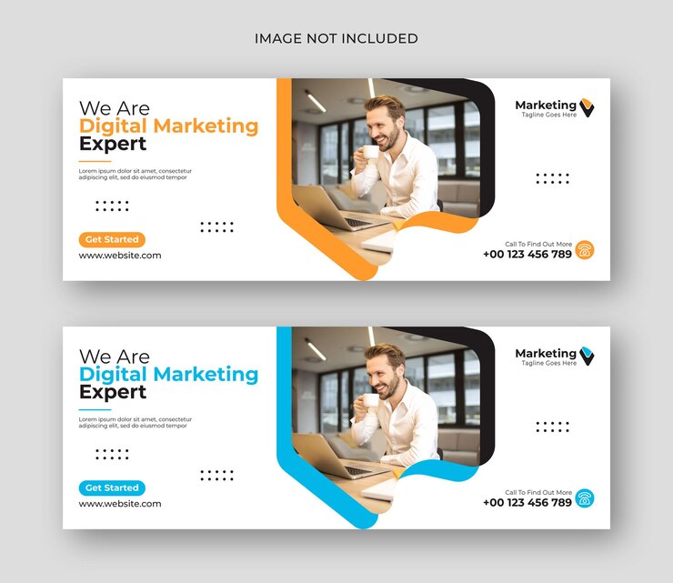 Plantilla de banner de redes sociales de portada de facebook de negocios de marketing digital